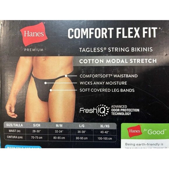 Hanes Comfort Flex Fit Mens String Bikini Underwear 6 Pack SMALL (4141) - Picture 5 of 6